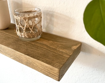 Floating wall shelf made of spruce wood, oak look, oiled | Shelf, construction timber, scaffolding board for kitchen, hallway, living room, bedroom, dining room
