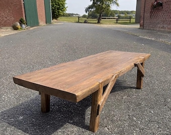 Rustic coffee table made of reclaimed wood, dark oiled in oak look | Japanese style | Coffee table