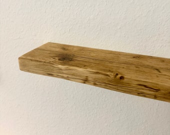 Wandregal geölt rustikal Gerüstbohle schwebend Vintage | Wandregal aus Altholz | schwebendes Regal Gerüstbrett | Bauholz | national