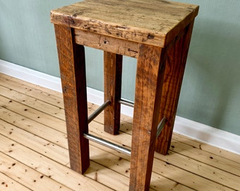 Tabouret de bar en bois récupéré | chaise haute | Tabouret haut en planches d'échafaudage