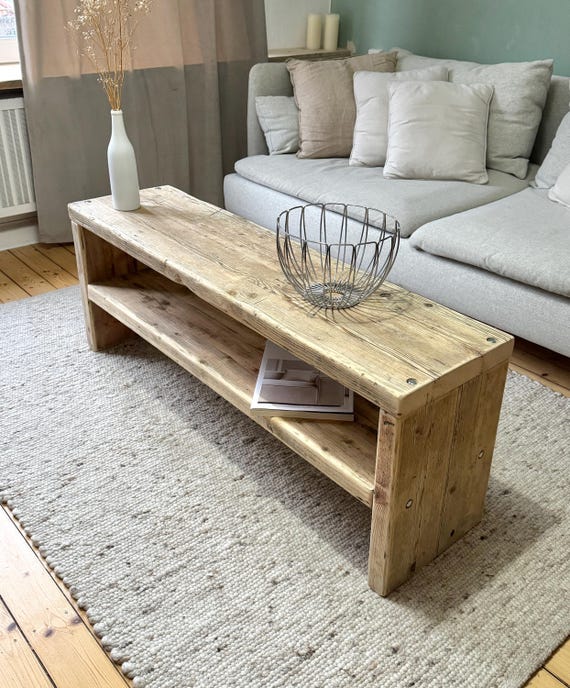 Bank mit Ablage aus Gerüstbohlen | Rustikal | Holzbank | Sideboard | Lowboard | Altholz | Bauholz | Sitzbank | Landhaus