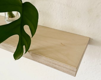 Zwevende wandplank multiplex berk | Wandplank hout | Vintage | minimalistische plank | Wandplank multiplex | Opstelling | boekenplank