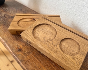 Drinks serving board | Oiled oak coasters with card holder | Coffee tray | Espresso café set | Wedding | Appetizer gift idea
