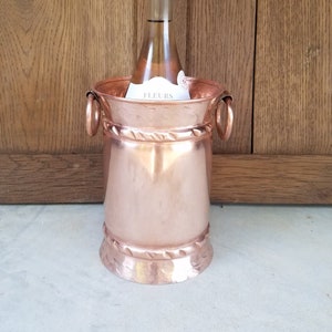 Vintage francés cobre vino / champán enfriador cubo de hielo