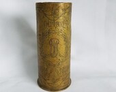 WW 1 French Trench Art Shell Casing 1914 1919, Initialed M J