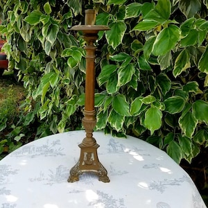 Beautiful French Antique Brass Alter Candlestick,Religious Candle Holder,Ecclesiastical Church Candlesticks,Religious-Home Decor,45cm high