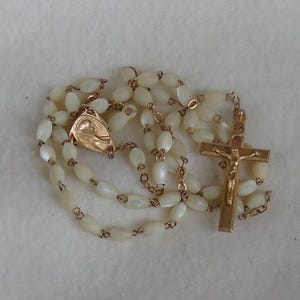French Vintage Chaplet Rosary with White Beads,Holy Communion-Confirmation-Baby Shower Gift,French Vintage Religious Gift