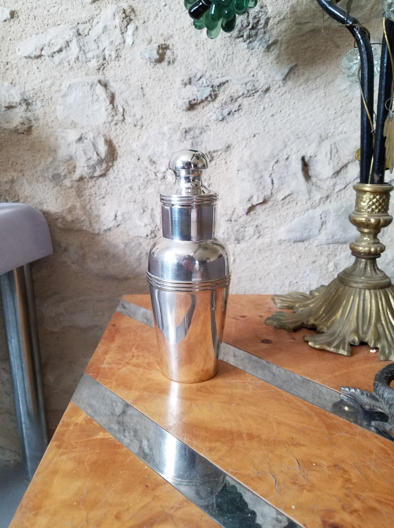 Un Incroyable Shaker à Cocktail Art Déco Des Années 1930 Français Chromé, Parfait Pour N'importe Que