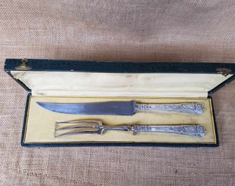 Antique French Silver Carving Knife and Fork Set MInerva Mark 950 Silver, French Tableware,French Silver, Dining & Serving