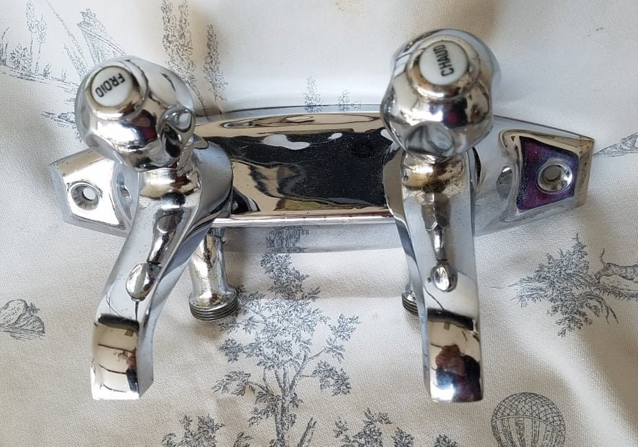 Robinets Vintage Français Art Déco Chrome Robinets