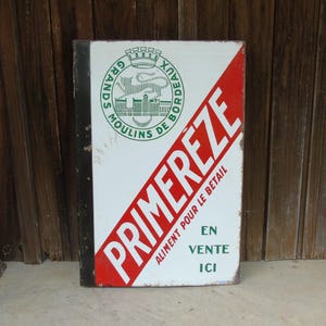 Vintage French Enamel Sign for Animal Feed, Farm Horse Shed,Paddock Animal Feed Shop Bordeaux,Double Sided Enamel Sign,Home-Garden Decor