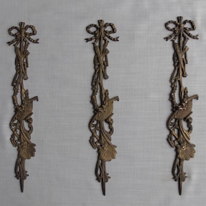 3 Antique French Bronze & Ormolu Furniture Mirror Empire Style Embellishment Plaques,French Hardware,Pediment,Furniture Decoration