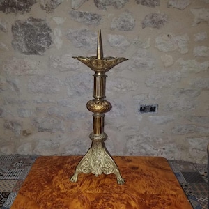 Beautiful French Antique Large Alter Candlesticks,Religious Candle Holders,Ecclesiastical Church Candlesticks,Religious-Home Decor,55cm high