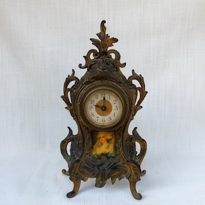 French Mantle Clock For Spares or Repair, 1920&#39;s French Clock, Boudoir Clock, Desk Clock, Side Table Clock