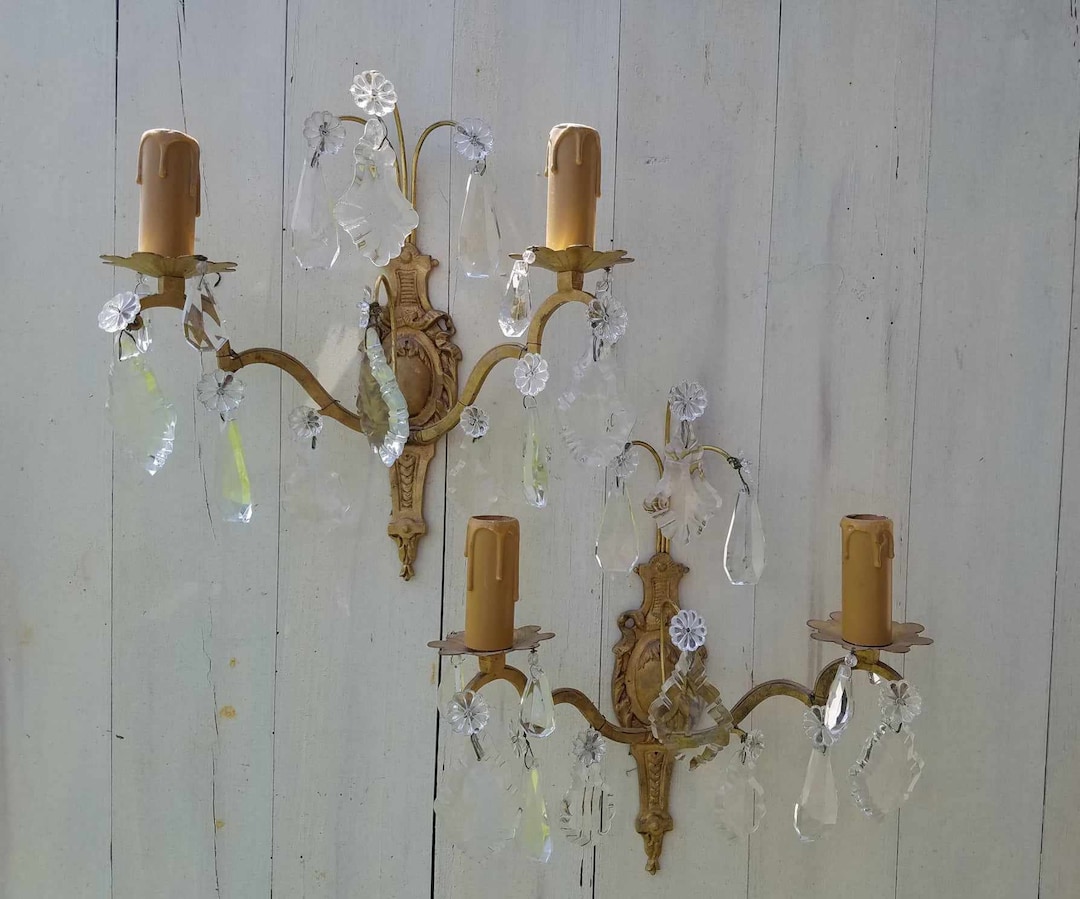 Matching Large Pair of Quality French Brass Chandelier Wall Light ...