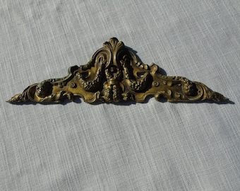 Antiker französischer Bronze-Möbelgiebel, Ormolu Flower Swag Plakette