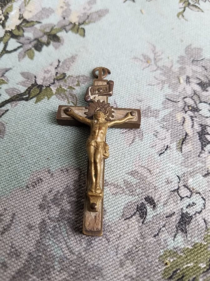 Grand Cou Antique Français Crucifix Croix, Religieux, Catholique, Chrétien, Spiritualité, Pendentif 