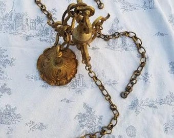 Lustre francês grande em latão maciço / pendente com dossel e gancho para luminária de teto, acessório para lustre, roseta de teto, luminária, luzes, iluminação