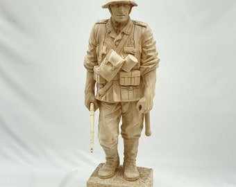 Wooden sculpture hand-carved wooden figure linden sculpture soldier 2nd World War