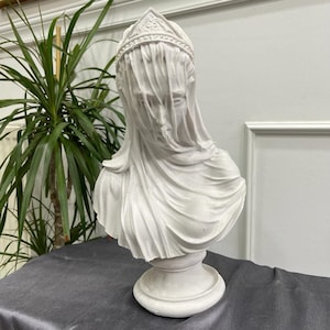 Veiled Lady Bust Sculpture - Elegant Statue for Home & Office Decor - Classical Art-Inspired Figurine Gift for Art Enthusiasts