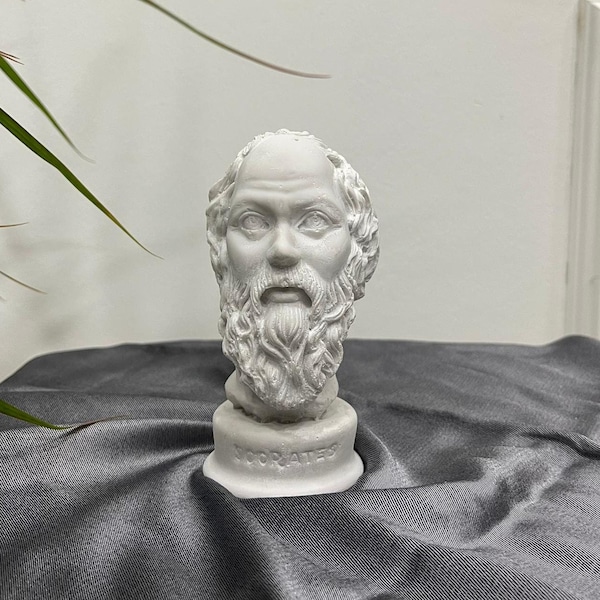 Mini Socrates Bust Statue, Mini Art Sculpture, White Home Decor, Handmade Stone, Perfect Gift Idea