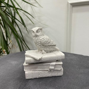 Charming Little Book Owl Statue for Home & Office Decor – Cute Owl Sculpture with Books, Ideal Gift for Book Lovers, Teachers, Owl Decor