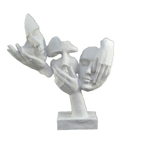 Sehen Sie nichts Böses, hören Sie nichts Böses, sprechen Sie nichts Böses Masken - Kleines dekoratives Skulpturen-Set - Handgemachte einzigartige Wandkunst - moderne kulturelle Dekoration