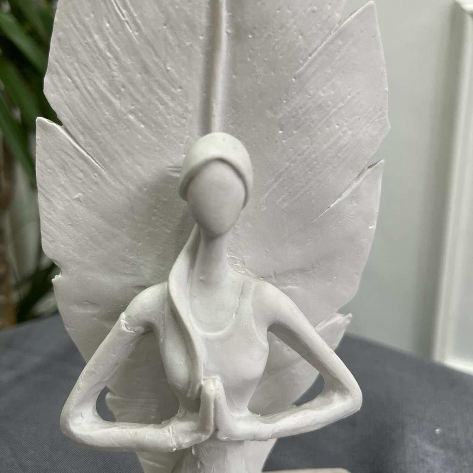 Leafy Yoga Girl Statue Yoga Art Sculpture White Home Decor Etsy