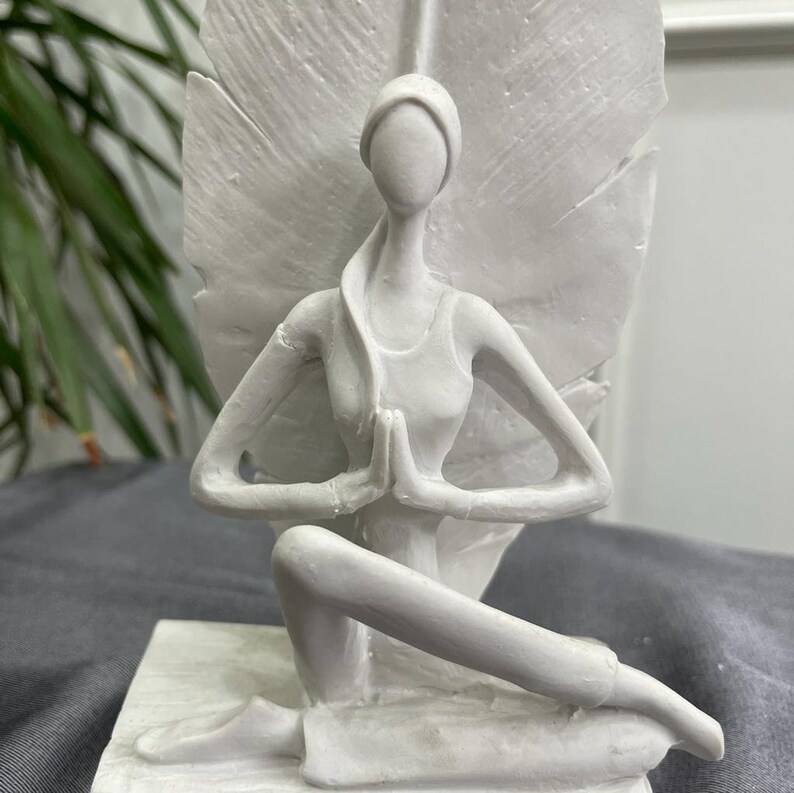 Leafy Yoga Girl Statue Yoga Art Sculpture White Home Decor Etsy