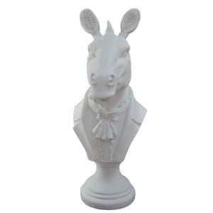 Zebra Bust with Jacket – Handmade Decorative Sculpture – Stylish and Unique Zebra Statue – Modern Animal Art for Home or Office