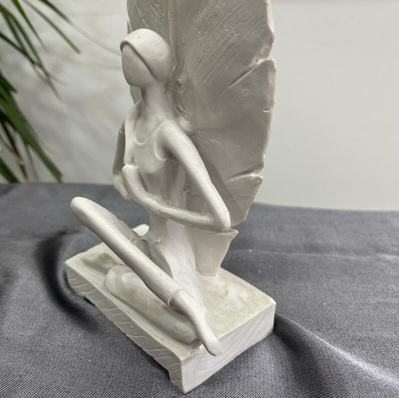 Leafy Yoga Girl Statue Yoga Art Sculpture White Home Decor Etsy