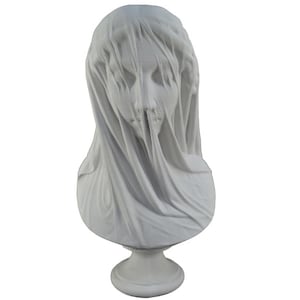 Elegant Veiled Woman Sculpture – Large Handmade Decorative Art – Timeless and Sophisticated Female Bust – Unique Home or Office Decor