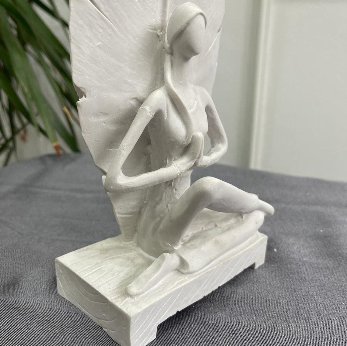 Leafy Yoga Girl Statue Yoga Art Sculpture White Home Decor Etsy