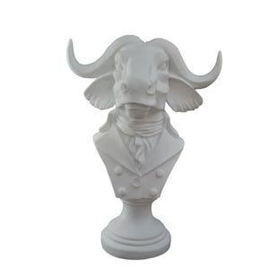 Bull Bust with Jacket – Stylish and Bold Decorative Sculpture – Handmade Unique Bull Statue – Modern Animal Art for Home or Office