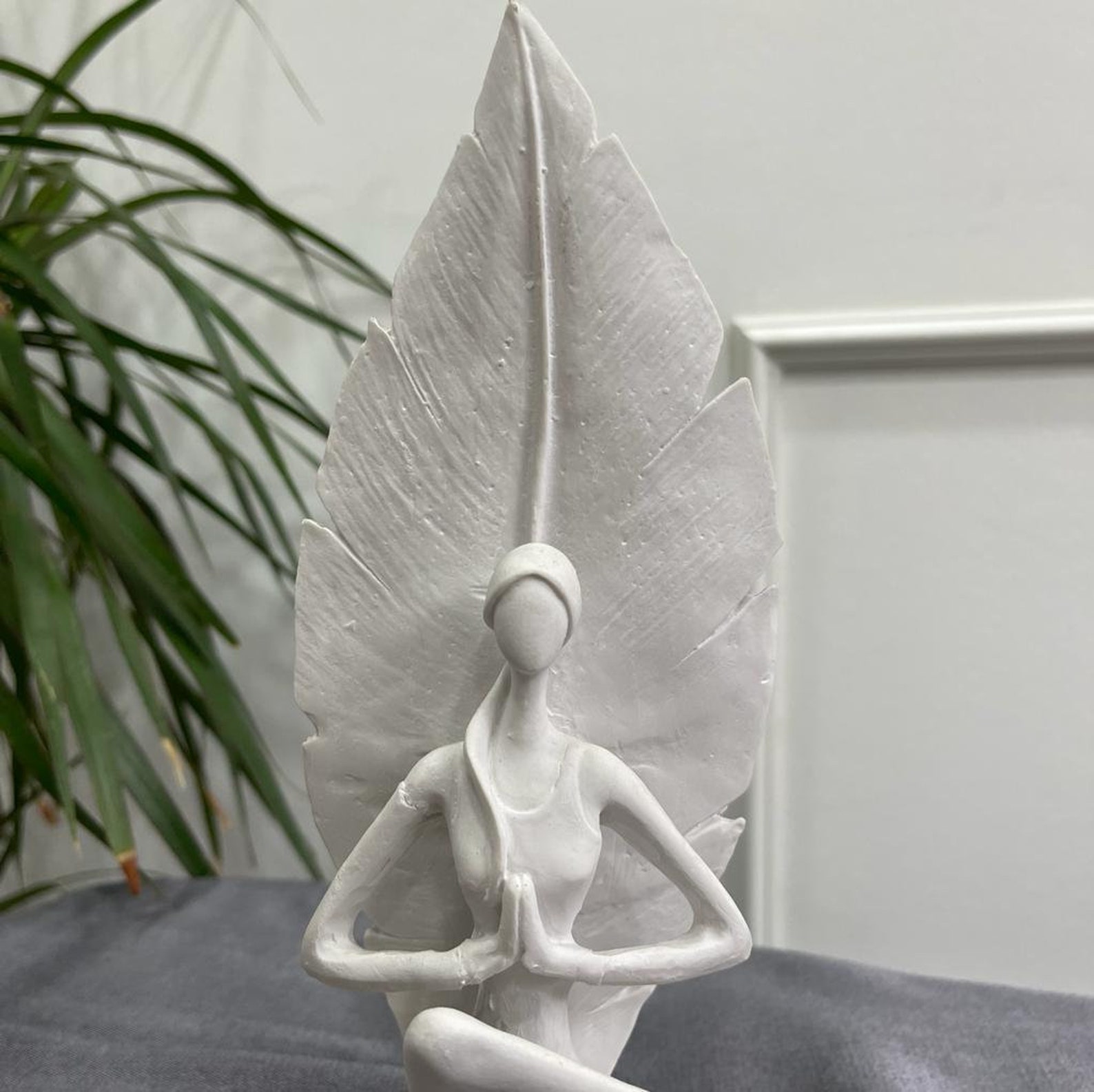 Leafy Yoga Girl Statue Yoga Art Sculpture White Home Decor Etsy