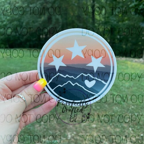 Autocollant trois étoiles | Sticker Montagne fumée| Sticker Tennessee