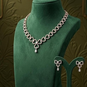 Rose Gold Plated Heart Necklace Set with Earrings | Heart Jewelry Set | Romantic Gift for Her | Wedding Bridesmaid Jewelry