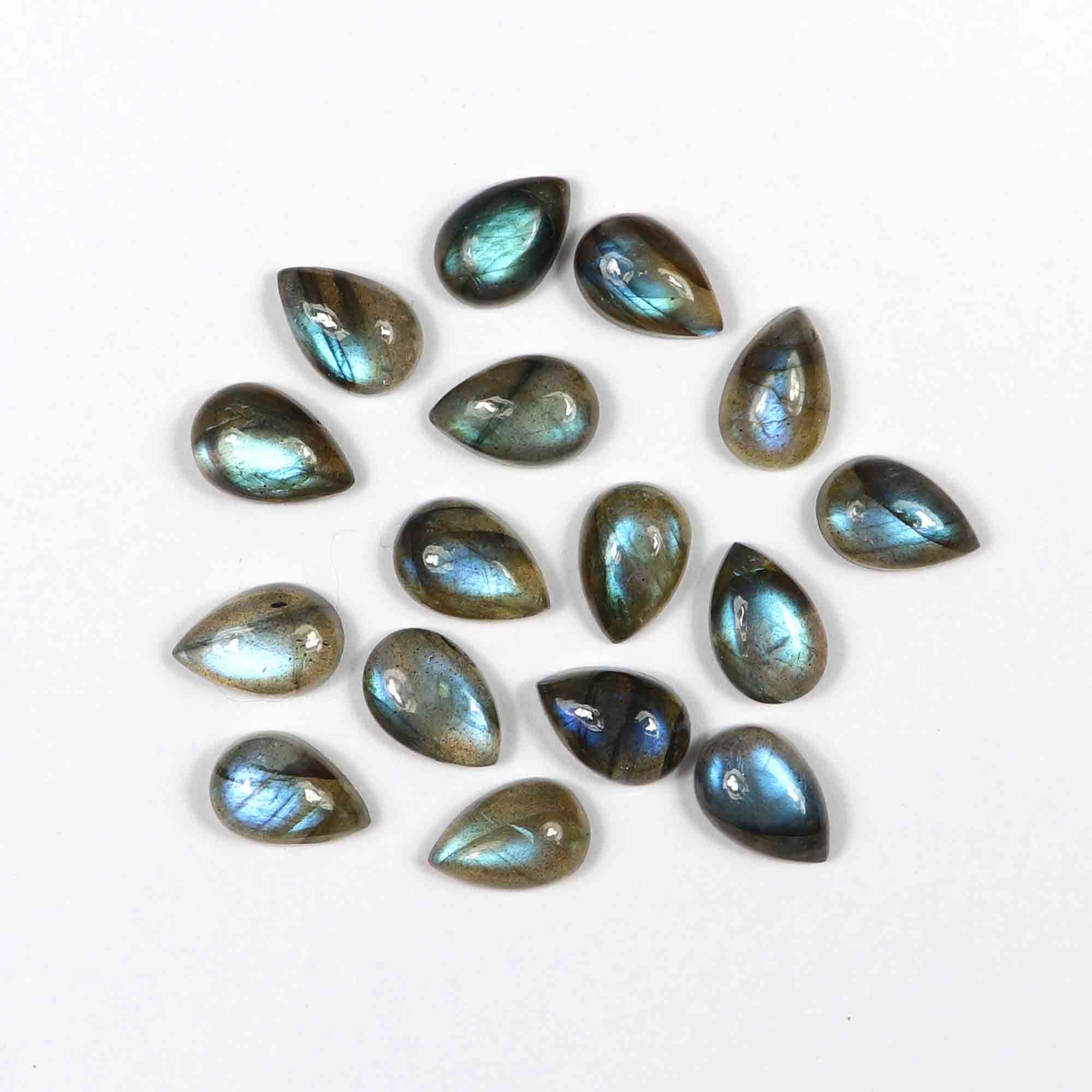 Calibrated Labradorite Semi Precious Stone for Jewelry 4x6MM Natural Labradorite Pear Cabochon Cut Gemstone