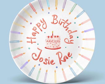 Personalized Birthday Plate - Custom Keepsake for Babies & Adults, Made to Order with "Happy Birthday" Design P712YL30