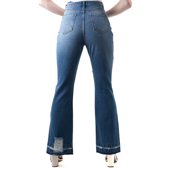 mkb9211430 Women Snake Printed Denim Jeans Bottom Ladies Boyfriend Rigid High Waist UK Size 6-16