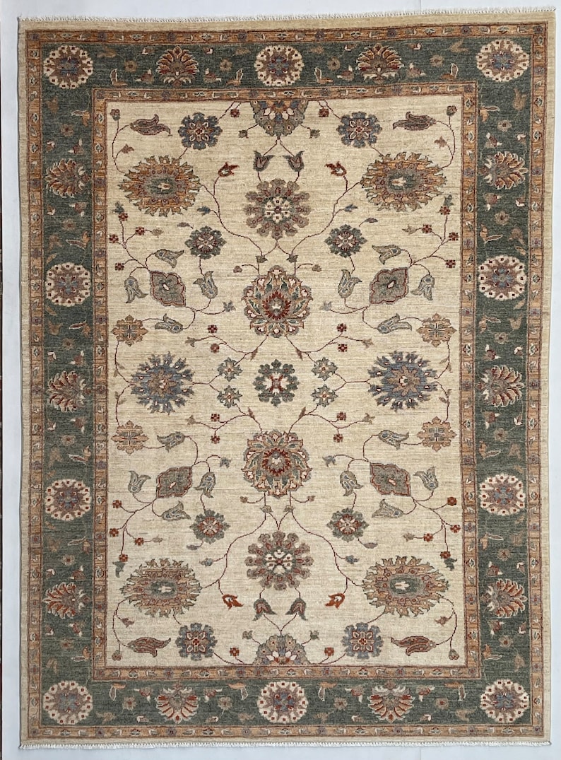 Ziegler Area Rug 5x8 Handknotted With Organic Dyes & Handspun Wool