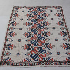 Shawl 3x5 ft Antique Suzani Collection Uzbek-Fine Uzbek Vintage Handmade Uzbek Wall-hanging -Suzani Design Uzbek Embroidery-1.48x1.24 cm