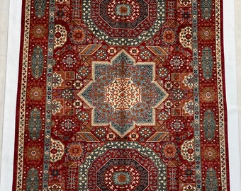 Mamluk Design 8x10 Area Rug Hand knotted with Organic dyes & Hand-spun Wool -Afghan Mamluk Rug for Living Room -Bedroom Rug Dinning Room Rug