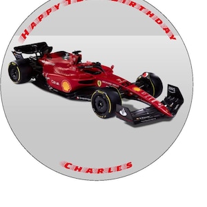 Ferrari F1 Messaggio Personalizzato Cake Topper Commestibile 7.5&quot; Round