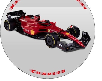 Ferrari F1 Personligt Meddelande Ätbar Tårtdekoration 18 cm Rund