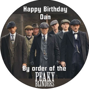 Peaky Blinders Personalised Message Edible Cake Topper 7.5&quot; Round