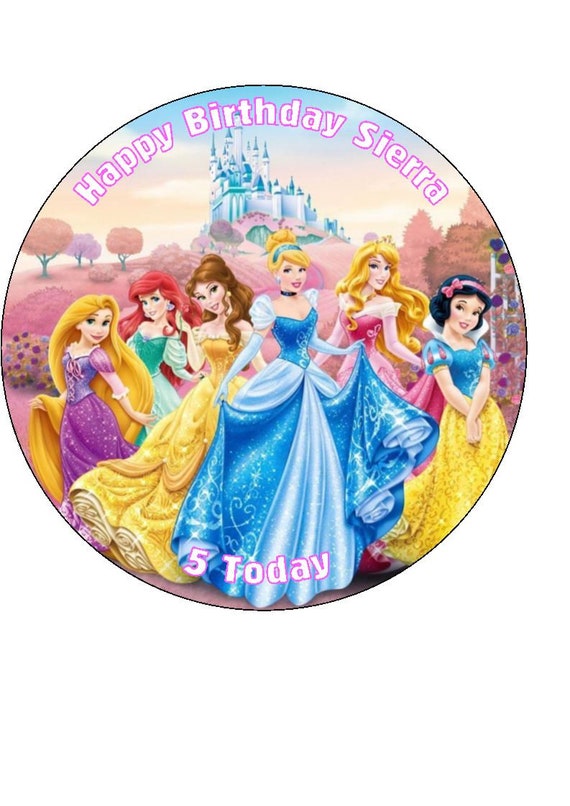 Round Cake Topper for Disney Princess Cake Decoration Gluten Free