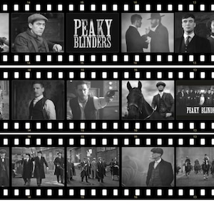 Peaky Blinders Pastel de cumpleaños comestible Topper Film Strip / Cake Ribbon Blanco y Negro