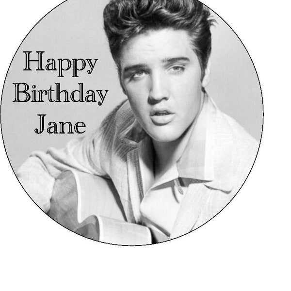 Elvis Presley Messaggio personalizzato Edible Cake Topper 7.5" Round