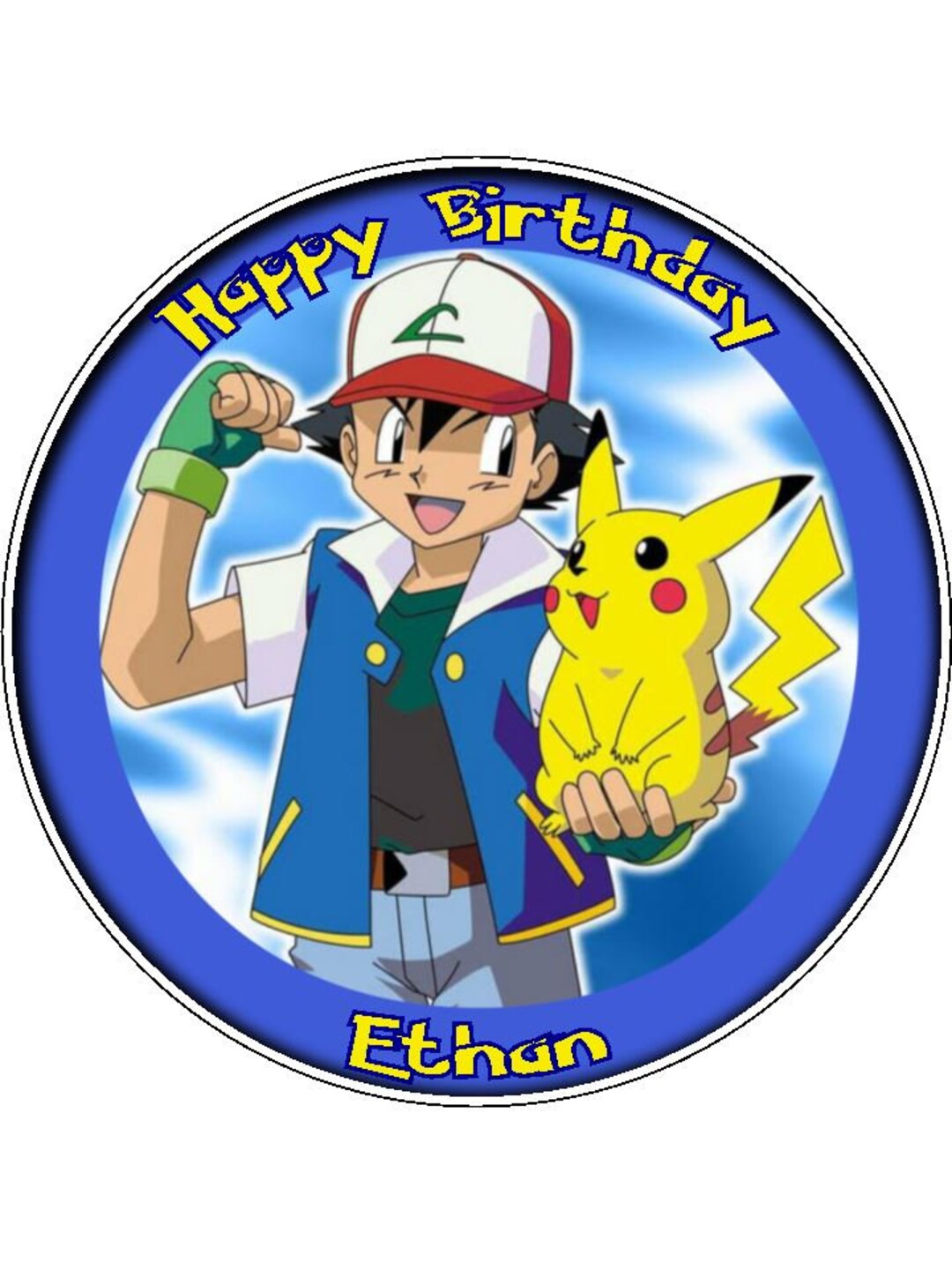 Pokemon Personalised Message Edible Birthday Cake Topper - Etsy